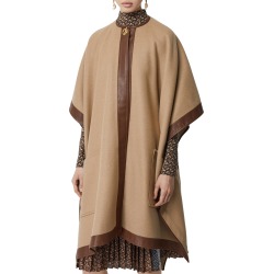 Women's Burberry Pyecombe Leather Trim Cashmere Cape
