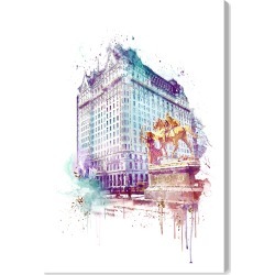 Oliver Gal Plaza Night Canvas Wall Art