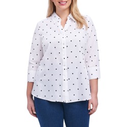 Plus Size Women's Foxcroft Mary Dot Print Shirt