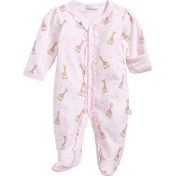 Infant Girl's Kissy Kissy X Sophie La Girafe Print Footie, Size Newborn - Pink