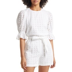 Nordstrom Women's Family Eyelet Puff Sleeve Blouse, Size Large in White at Nordstrom found on Bargain Bro from Nordstrom Canada for USD $52.37