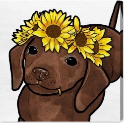 Oliver Gal Flower Puppy Canvas Wall Art