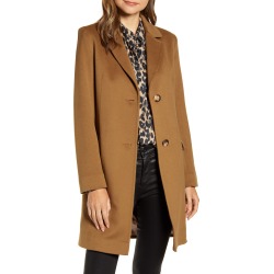 Women's Fleurette Notched Collar Wool Walker Coat, Size 14 - Brown