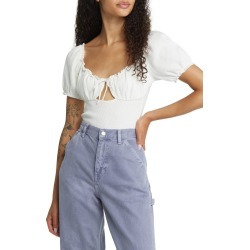 Topshop Cutout Puff Sleeve Bodysuit, Size Large in White at Nordstrom found on Bargain Bro from Nordstrom Canada for USD $15.93