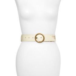 Women's Treasure & Bond Interlock Leather Belt, Size Large - Ivory