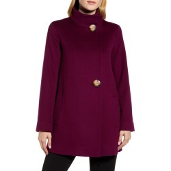Women's Fleurette Stand Collar Wool Car Coat, Size 6 - Purple