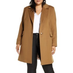 Plus Size Women's Fleurette Notch Collar Coat, Size 18W - Brown (Plus Size) (Nordstrom Exclusive)