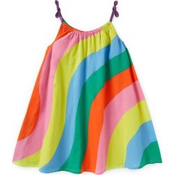 Mini Boden Kids' Stripe Woven Cotton Dress, Size 6-7Y in Multi Rainbow Wave at Nordstrom found on MODAPINS