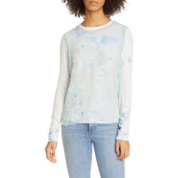 Women's Raquel Allegra Andromeda Dyed Silk Chiffon Muscle Tee, Size 3 (fits like 10 US) - Blue