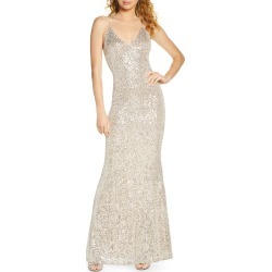 Women's Lulus Moonlight Sequin Trumpet Gown, Size Large - Metallic