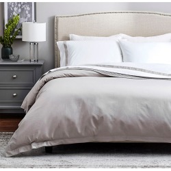Boll & Branch Signature Soft 300 Thread Count Duvet Cover & Shams, Size Full/Queen - Grey