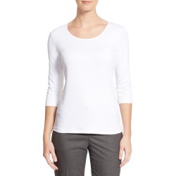 Women's Boss Scoop Neck Stretch Jersey Top, Size Large - White