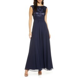 Women's Eliza J Sequin Embroidered Chiffon Gown