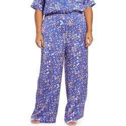 Open Edit Wide Leg Satin Pants, Size 1X in Blue Dazzle Zoe Dot at Nordstrom found on Bargain Bro from Nordstrom Canada for USD $43.29