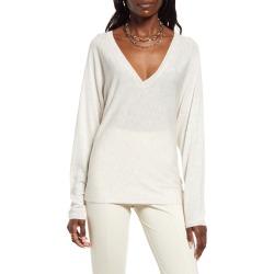 Open Edit V-Neck Dolman Sleeve Sweater, Size Small in Beige Oatmeal Light Heather at Nordstrom found on Bargain Bro from Nordstrom Canada for USD $34.06