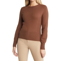 Nordstrom Puff Sleeve Cotton & Wool Sweater, Size Large in Brown Pinecone at Nordstrom found on Bargain Bro from Nordstrom Canada for USD $51.37