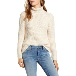 Women's Lucky Brand Traveling Ribbed Turtleneck Sweater, Size Large - Ivory
