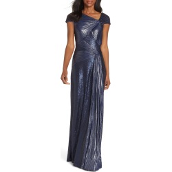 Women's Tadashi Shoji Pintuck Sequin Gown, Size Large - Blue