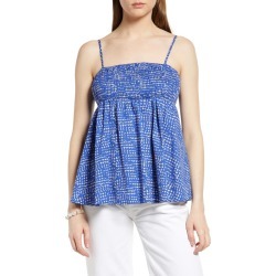 Open Edit Smocked Cotton Babydoll Camisole, Size Medium in Blue Dazzle Eclipse Geo at Nordstrom found on Bargain Bro from Nordstrom Canada for USD $16.97