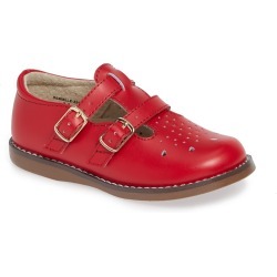 Infant Girl's Footmates Danielle Double Strap Shoe, Size 3 M/W - Red