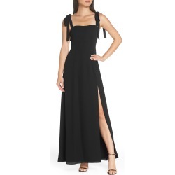 Women's Fame And Partners Tie Shoulder Gown, Size 6 - Black
