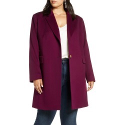 Plus Size Women's Fleurette Notch Collar Coat, Size 18W - Purple (Plus Size) (Nordstrom Exclusive)