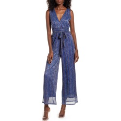 Women's 4Si3Nna Lorraine Metallic Sleeveless Wide Leg Jumpsuit, Size Small - Blue
