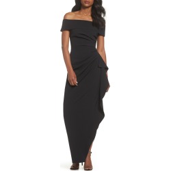 Women's Vince Camuto Off The Shoulder Crepe Gown, Size 0 - Black