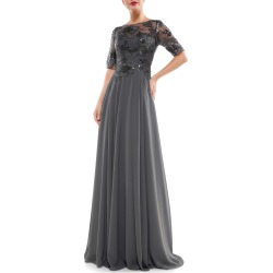 Women's Marsoni Sequin Embroidered Chiffon Gown