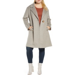 Plus Size Women's Fleurette One-Button Wool Coat, Size 18W - Ivory