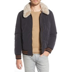 Men's Billy Reid Down Flight Jacket With Faux Fur Trim