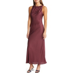 Open Edit Women's Halter Neck Satin Midi Dress, Size Large in Burgundy Tannin at Nordstrom found on Bargain Bro from Nordstrom Canada for USD $49.06