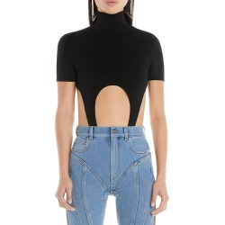 MUGLER Cutout Turtleneck Bodysuit, Size Large in Black at Nordstrom found on Bargain Bro from Nordstrom Canada for USD $608.93