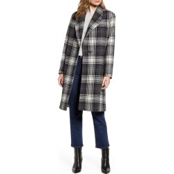 Women's Fleurette Plaid Wool Coat, Size 14 - Black