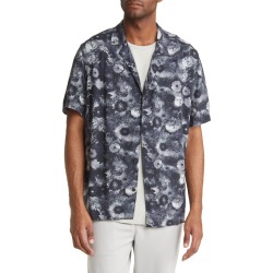 Open Edit Relaxed Fit Floral Short Sleeve Button-Up Camp Shirt, Size Large in Grey Silk- Black Dark Veils at Nordstrom found on Bargain Bro from Nordstrom Canada for USD $31.75