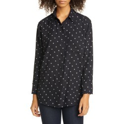 Women's Equipment Daddy Dot Print Long Sleeve Button-Up Shirt, Size Medium - Black