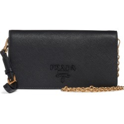 Women's Prada Mini Monochrome Wallet On A Chain - Black