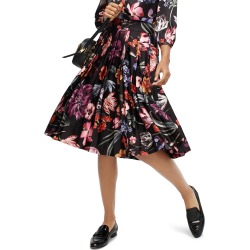 Women's J.crew Midnight Dutch Floral Pleated A-Line Midi Skirt