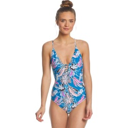 Gossip Tropical Getaway One Piece Swimsuit - Blue Multi Large - Swimoutlet.com