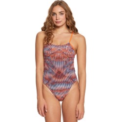 Nike Women's Vibe Cut-Out Tank One Piece Swimsuit - Team Orange 24 Polyester - Swimoutlet.com