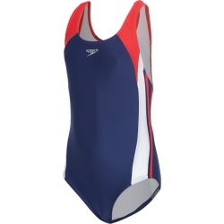 Speedo Girls' Solid Infinity Splice One Piece Swimsuit Big Kid - Red/White/Blue 7 - Swimoutlet.com