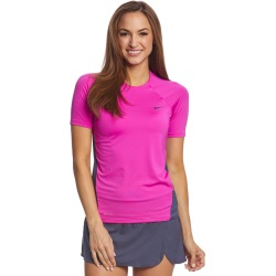 Nike Women's Dri-Fit Short Sleeve Shirt Hydroguard - Fuchsia Blast X-Small Polyester/Spandex - Swimoutlet.com
