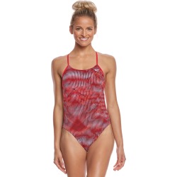 Nike Women's Vibe Cut-Out Tank One Piece Swimsuit - University Red 24 Polyester - Swimoutlet.com