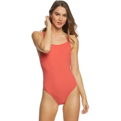 Seafolly Inka Rib 80's Tank One Piece Swimsuit - Spice 10 Elastane/Polyamide - Swimoutlet.com