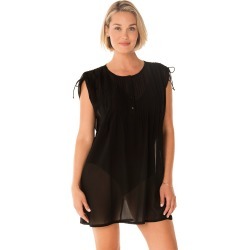 Penbrooke Take Cover Poly Georgette Adjustable Shoulder Up Dress - Black Medium Polyester - Swimoutlet.com