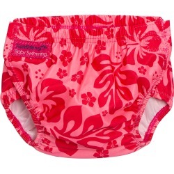 Konfidence Designer Adjustable Swim Diaper Baby - Pink Hibiscus One Size Cotton - Swimoutlet.com
