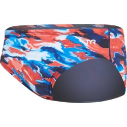 TYR Men's Synthesis Racer Brief Swimsuit - Red/White/Blue 36 Polyester - Swimoutlet.com