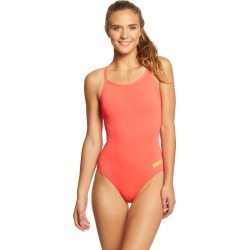 Arena Women's Master Maxlife Sporty Thin Strap Racer Back One Piece Swimsuit - Flou Red/Soft Green 30 Polyester/Pbt - Swimoutlet.com