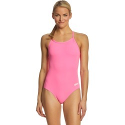 Arena Women's Master Maxlife Sporty Thin Strap Racer Back One Piece Swimsuit - Paparazzi/White 30 Polyester/Pbt - Swimoutlet.com