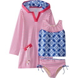 Cabana Life Girls' Indigo Shores Swimsuit And Cover Up Set - 6X - Swimoutlet.com